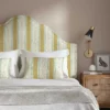 yellow linen stripe headboard