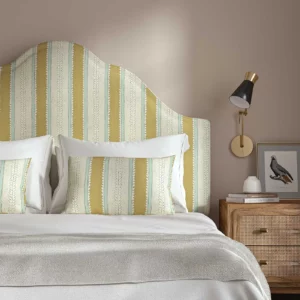 yellow linen stripe headboard