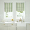 green linen stripe blinds