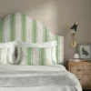 green linen stripe headboard