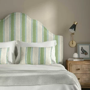 green linen stripe headboard