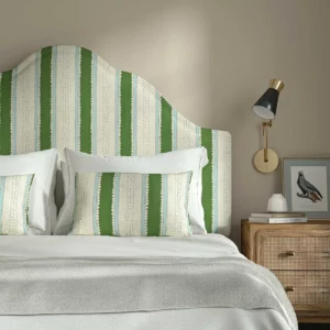 green linen stripe headboard