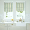 blue linen stripe blinds