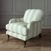 blue linen stripe chair
