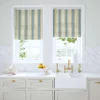 blue linen stripe blinds