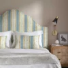 blue linen stripe headboard