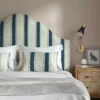 blue linen stripe headboard