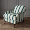 blue linen stripe chair