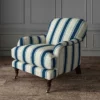 blue linen stripe chair