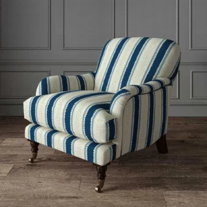 blue linen stripe chair
