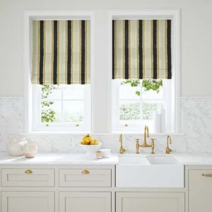 black linen stripe blinds