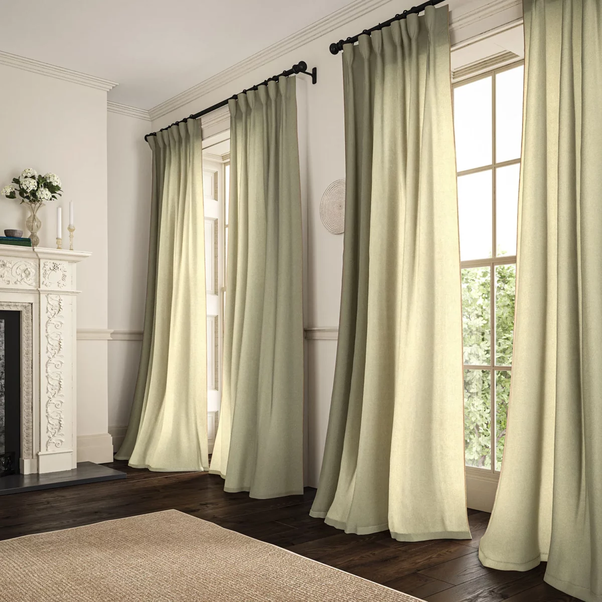 Marietta Fabric - Cream by light neutral plain linen curtains