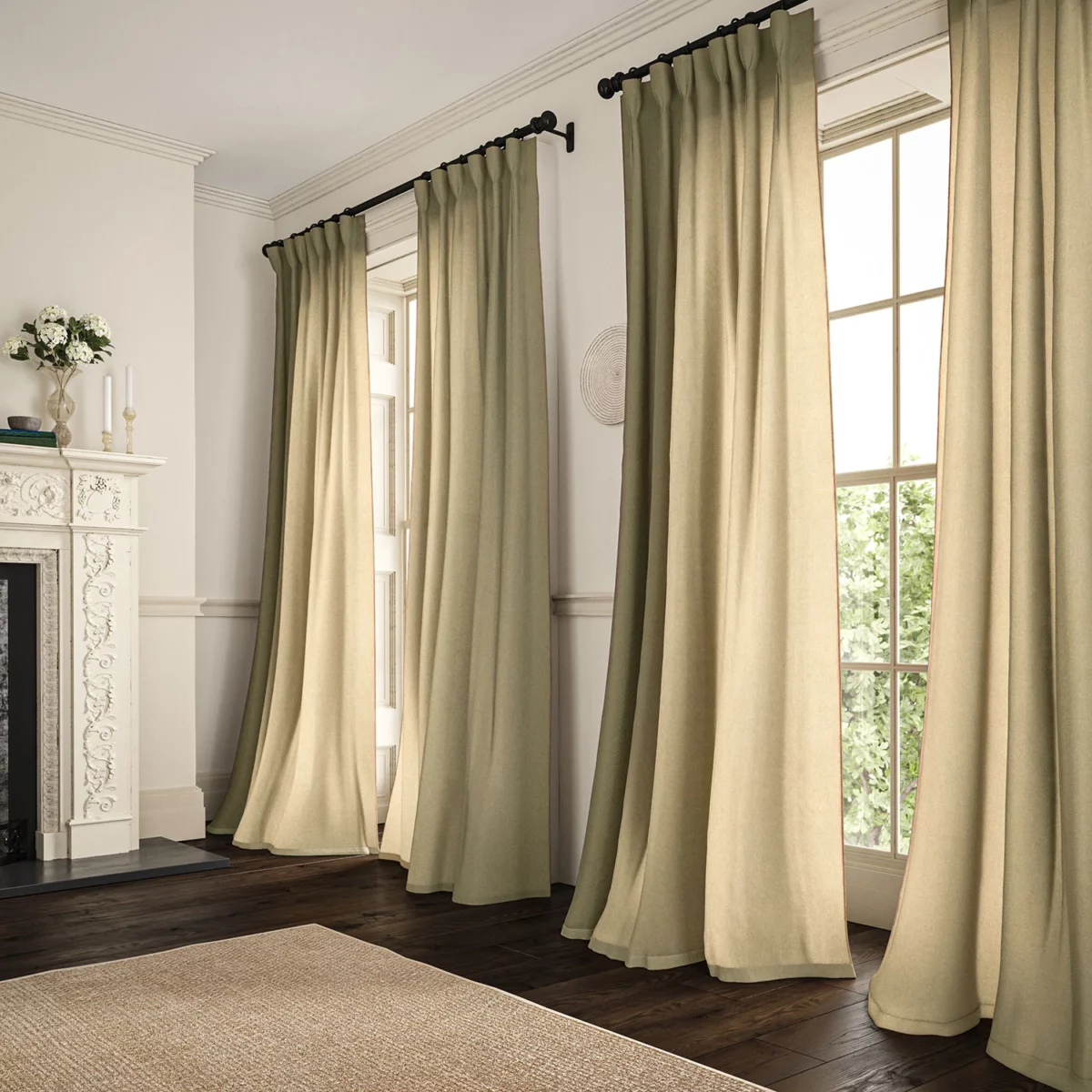 Marietta Fabric - Butter by light neutral plain linen curtains