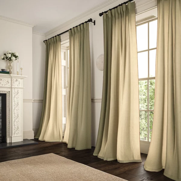 Marietta Fabric - Butter by light neutral plain linen curtains