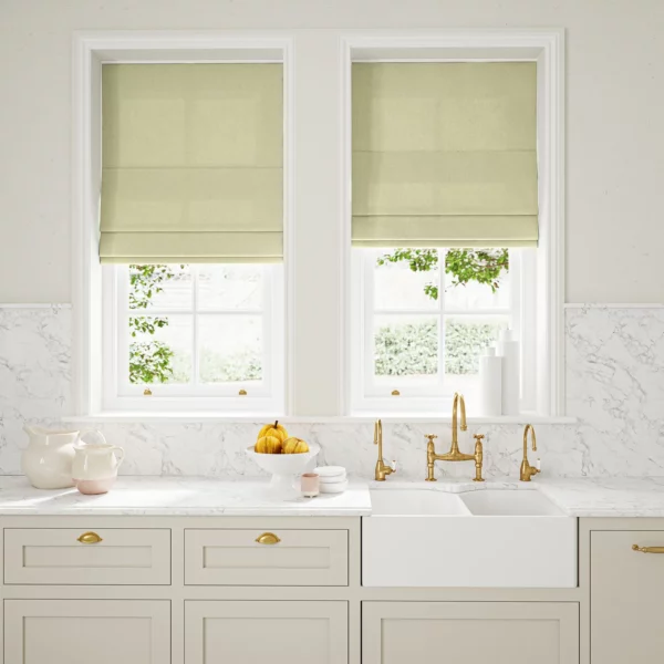 Marietta Fabric - Pale Rider by light neutral plain linen blinds
