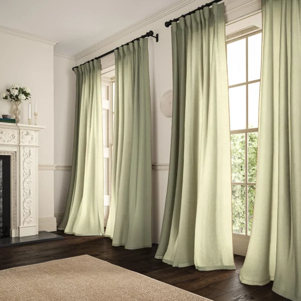 Marietta Fabric - Pale Rider by light neutral plain linen curtains