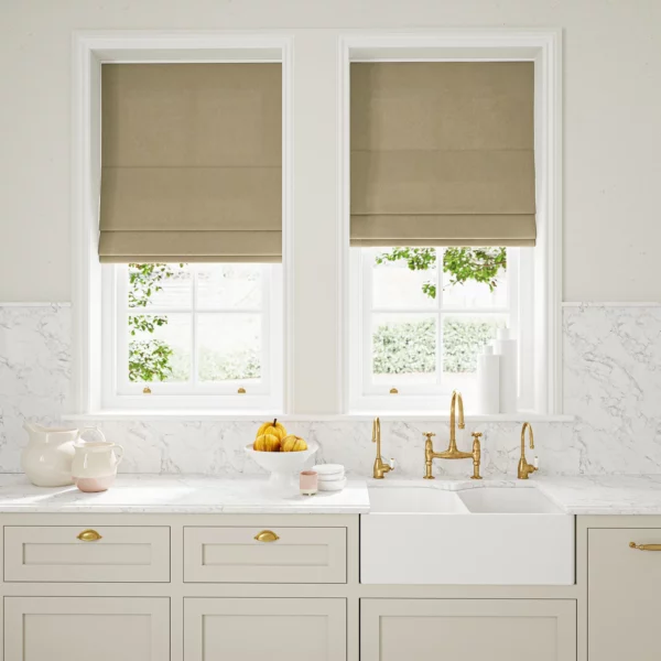 Marietta Fabric - Linen by neutral plain linen blinds