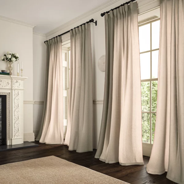 Marietta Fabric - Shell by neutral plain linen curtains