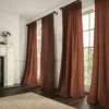 dark red plain linen curtains