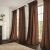brown plain linen curtains