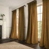 orange plain linen curtains