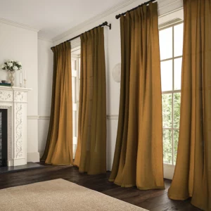orange plain linen curtains