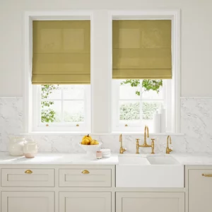 yellow plain linen blinds