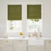 dark green plain linen blinds