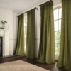 dark green plain linen curtains