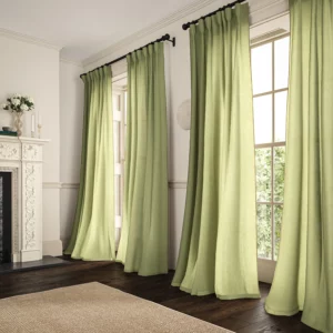 light green plain linen curtains