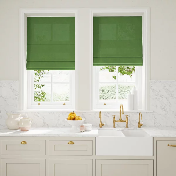green plain linen blinds