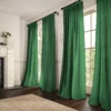 green plain linen curtains