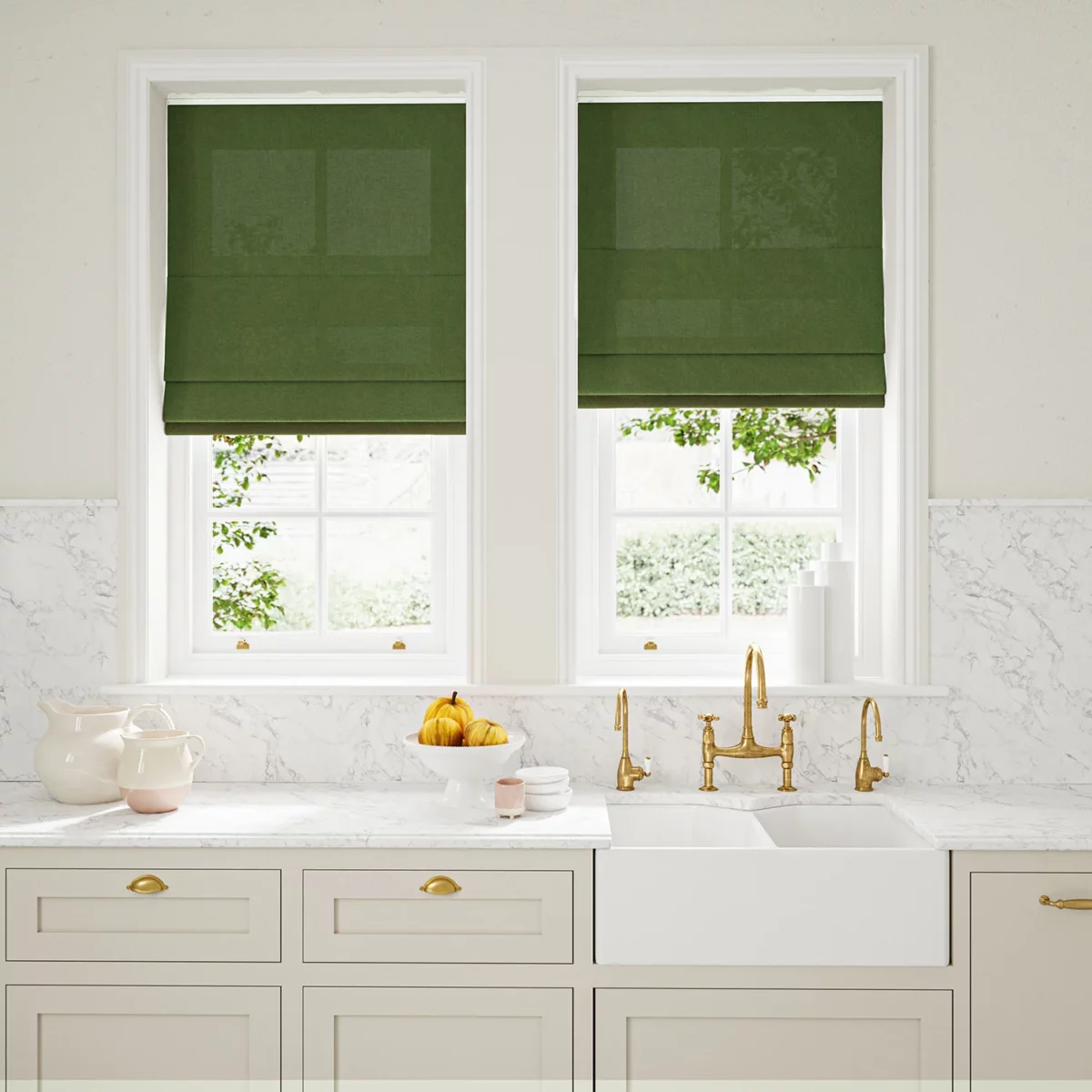 green plain linen blinds