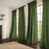 green plain linen curtains