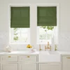 dark green plain linen blinds