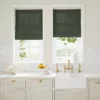 dark green plain linen blinds
