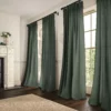 dark green plain linen curtains
