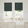dark green plain linen blinds