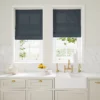 dark blue plain linen blinds