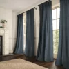 dark blue plain linen curtains