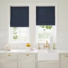 dark blue plain linen blinds