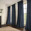 dark blue plain linen curtains