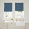 blue plain linen blinds