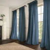 blue plain linen curtains