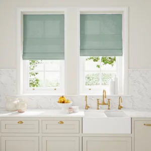 blue green plain linen blinds