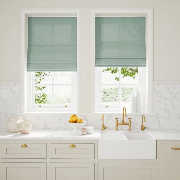 blue green plain linen blinds