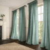 blue green plain linen curtains