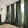 dark green plain linen curtains