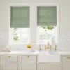 green plain linen curtains blinds