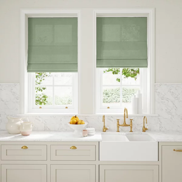Marietta Fabric - Pale Jade by green plain linen curtains blinds